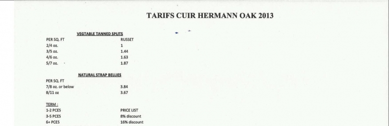 TARIFS HERMANN OAK LEATHER 2013 page 2